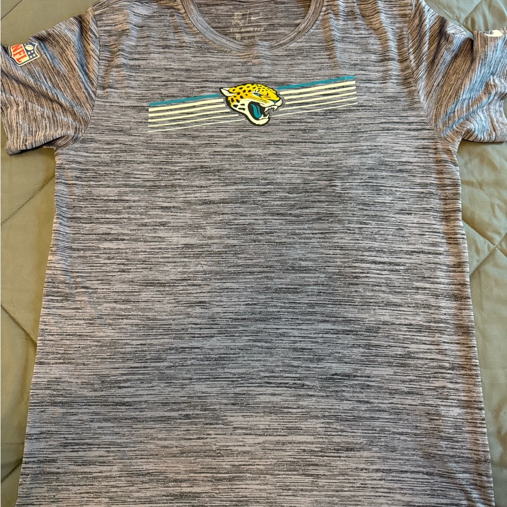 Gray NFL Team Jacksonville Jaguars Logo Men's Shirt Nike Dri-fit